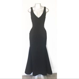 XSCAPE Petite Beaded Illusion Black Gown 10P